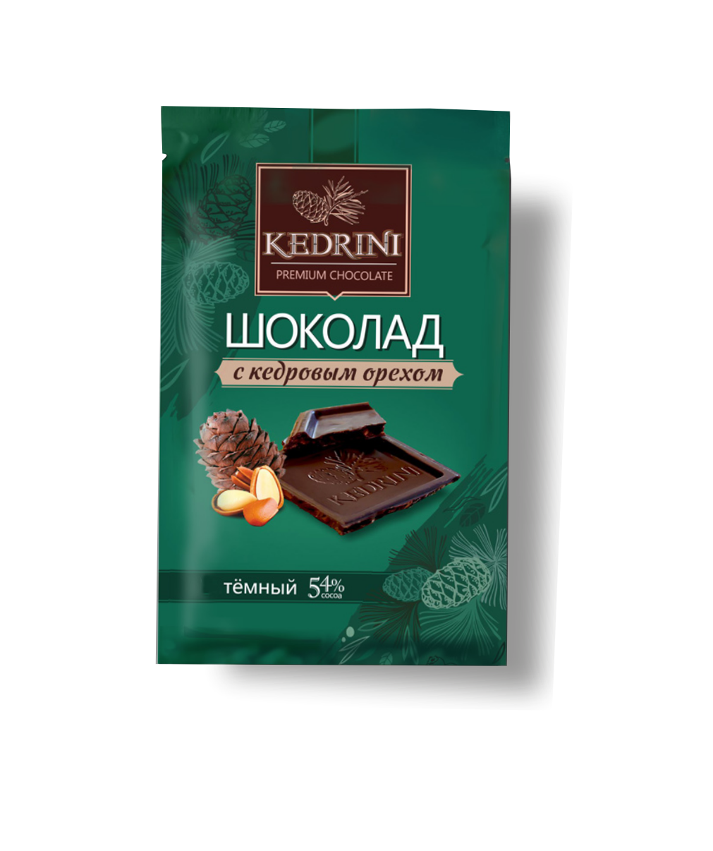 Шоколад Kedrini темный с кедровым орехом, 23 г